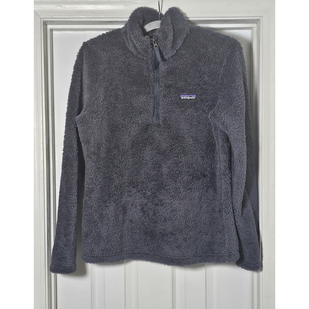 Patagonia Sweater Womens Medium Quarter Zip Fleece High Pile Sherpa Gray